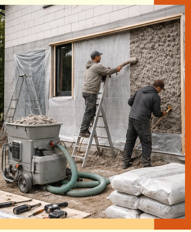Утепление дома из газобетона эковатой в Кингисеппе от 4673 руб./м2 | ТепломастерКгп
